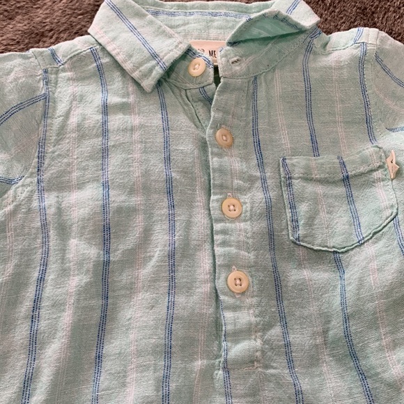 Me + Henry cotton Gauze self stripe shirt sleeve woven onesie - Picture 8 of 8